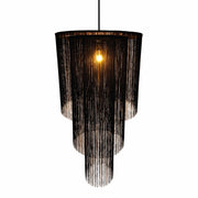 Mangalore Tripple Tiered Black Fringe Pendant Light - Lighting.co.za