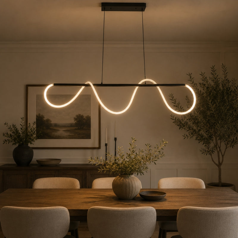 Tubo Black and Flex White Rope CCT LED Pendant Light