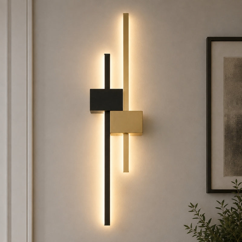 Dunn Black Gold Slim LED Linear Wall Light
