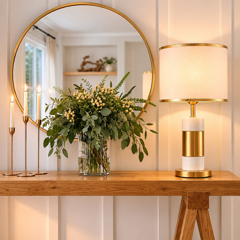 Saxon White and Gold Table Lamp