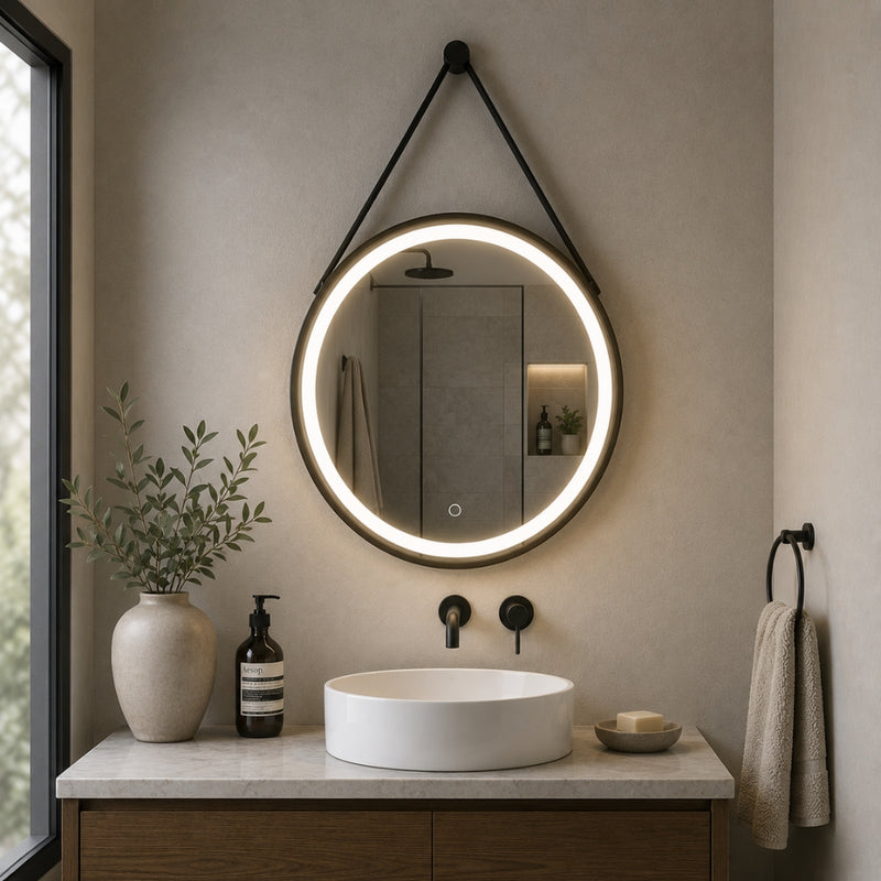 Annali Round Black Strap CCT LED Mirror Wall Light