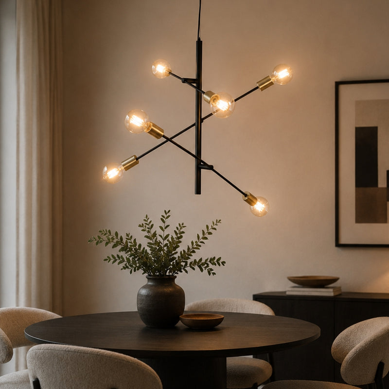 Den Multi Light Black And Brass Pendant Light