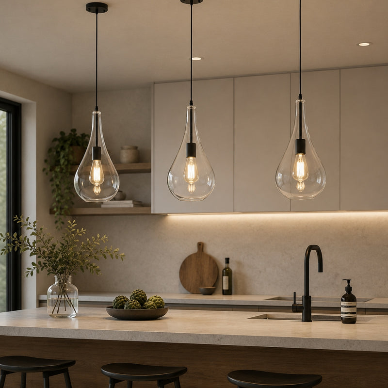 Grace Drop Black And Clear Glass Pendant Light
