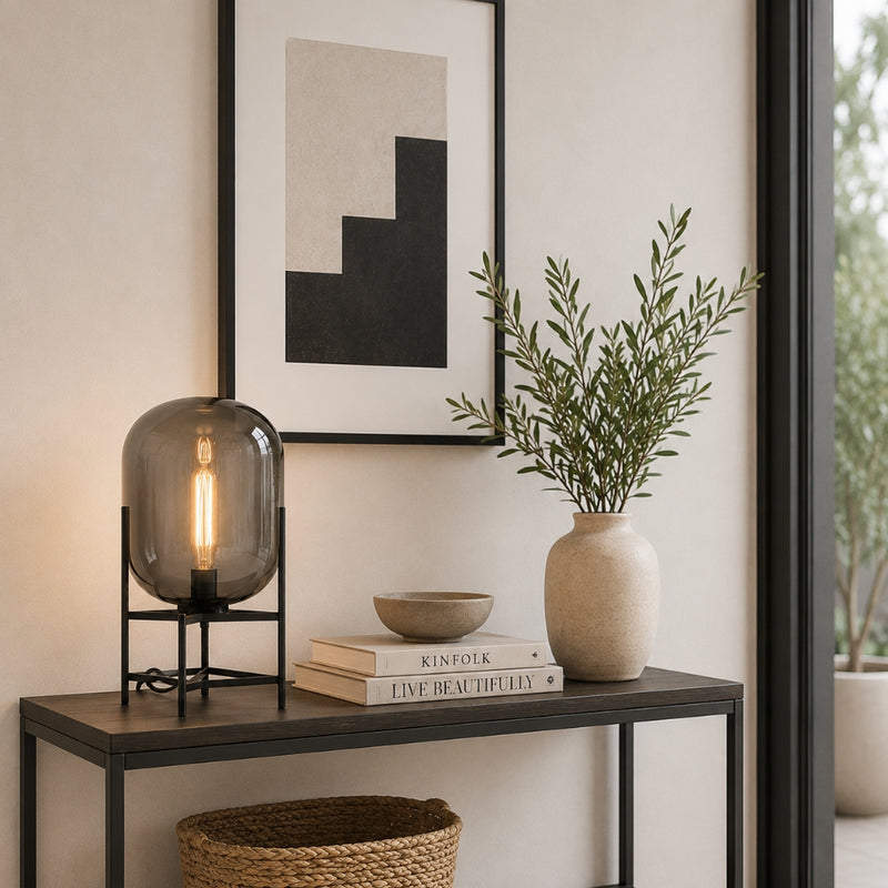 Cleo Black And Smoke Glass Table Lamp