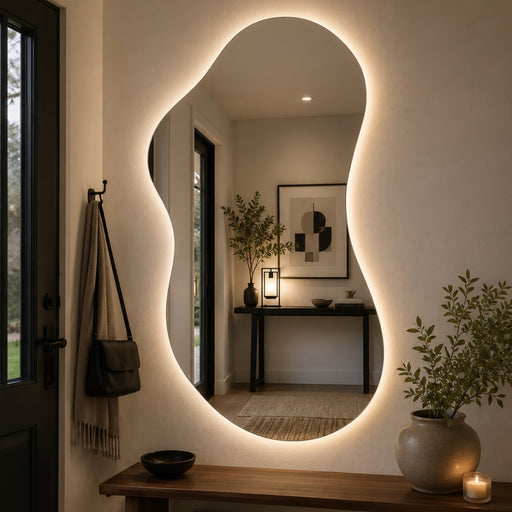Ovoid Frameless Organic Shaped LED Wall Mirror - Lighting.co.za