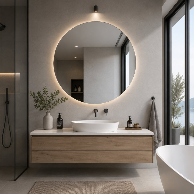 Adriana Backlit LED Round Frameless Mirror 4 Sizes