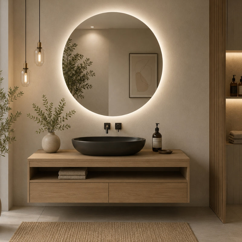 Adriana Backlit LED Round Frameless Mirror 4 Sizes