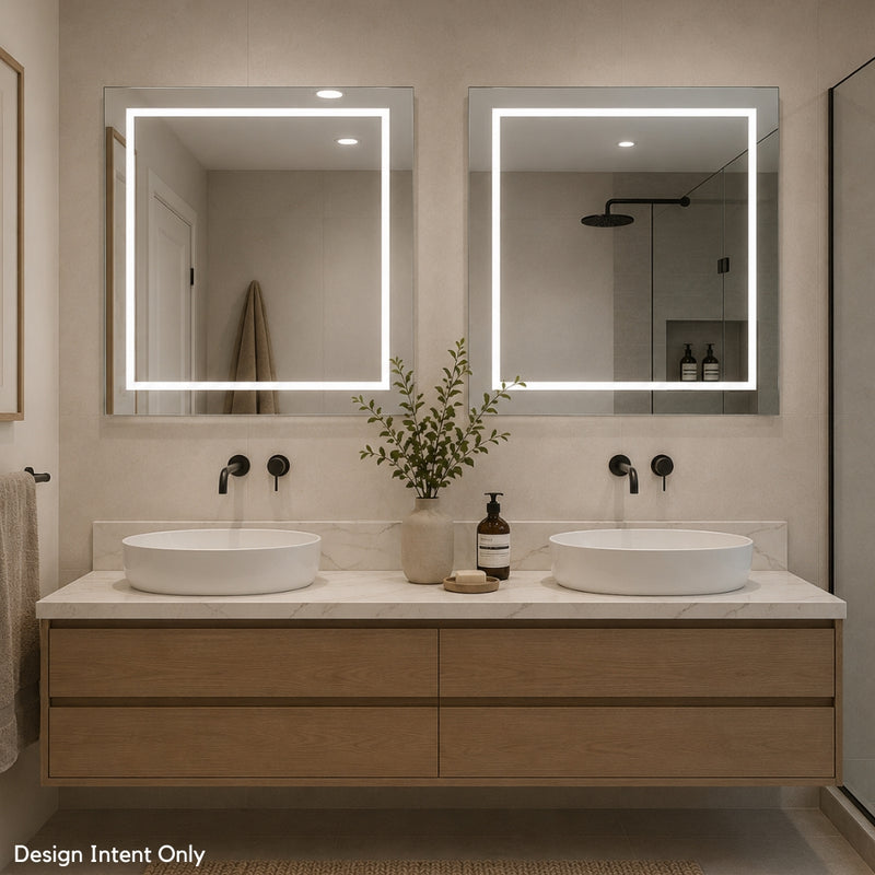 Lenora Frameless Rectangular or Square LED Bathroom Mirror Wall Light