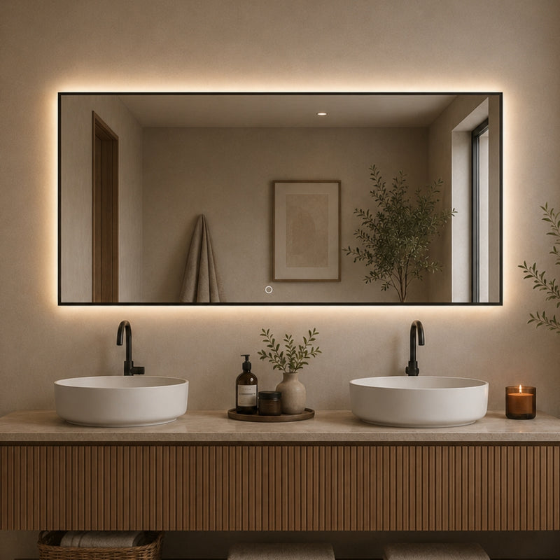 Houston Rectangular Vanity Backlit LED Wall Mirror 4 Sizes with Switch