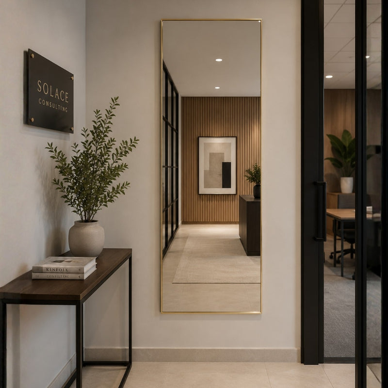 Houston Rectangular Gold Frame or Frameless Wall Mirror 4 Sizes