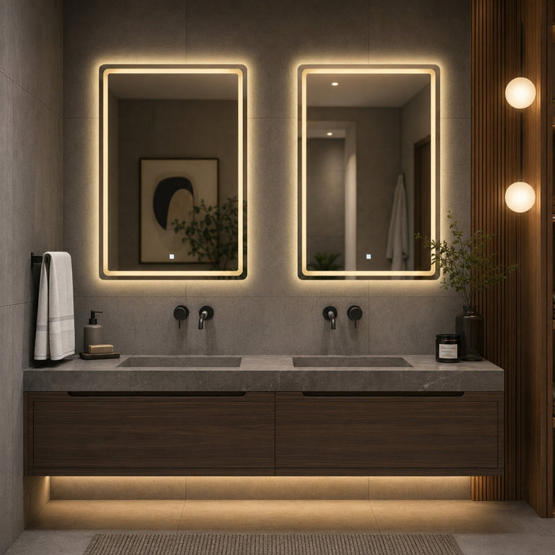 Solis Rectangular Frameless Front and Backlit CCT LED Bathroom Mirror