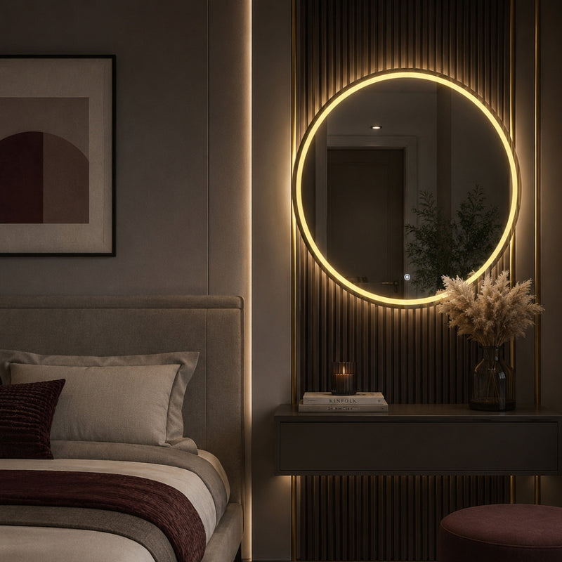 Amore Round Frameless Front and Backlit CCT LED Bathroom Mirror