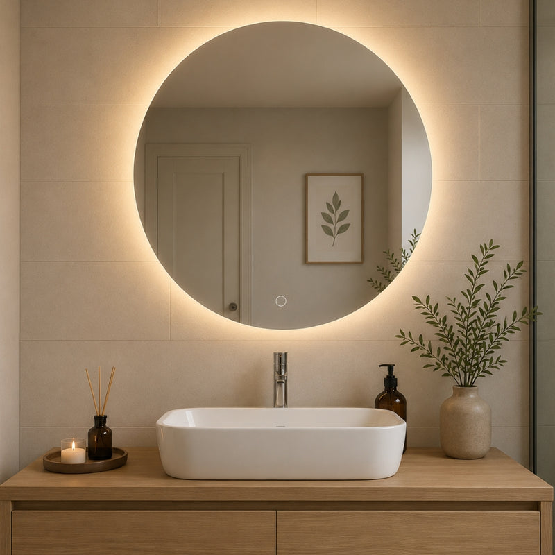 Como Round Frameless Backlit LED Bathroom Mirror 2 Sizes