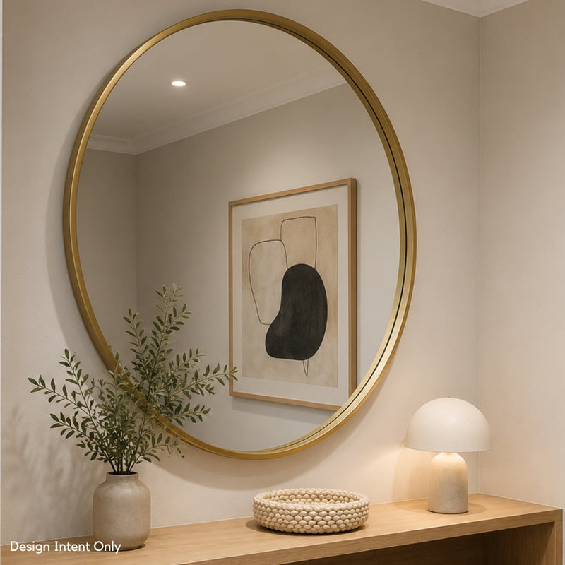 Bethany Gold or Black Round Wall Mirror 3 Sizes