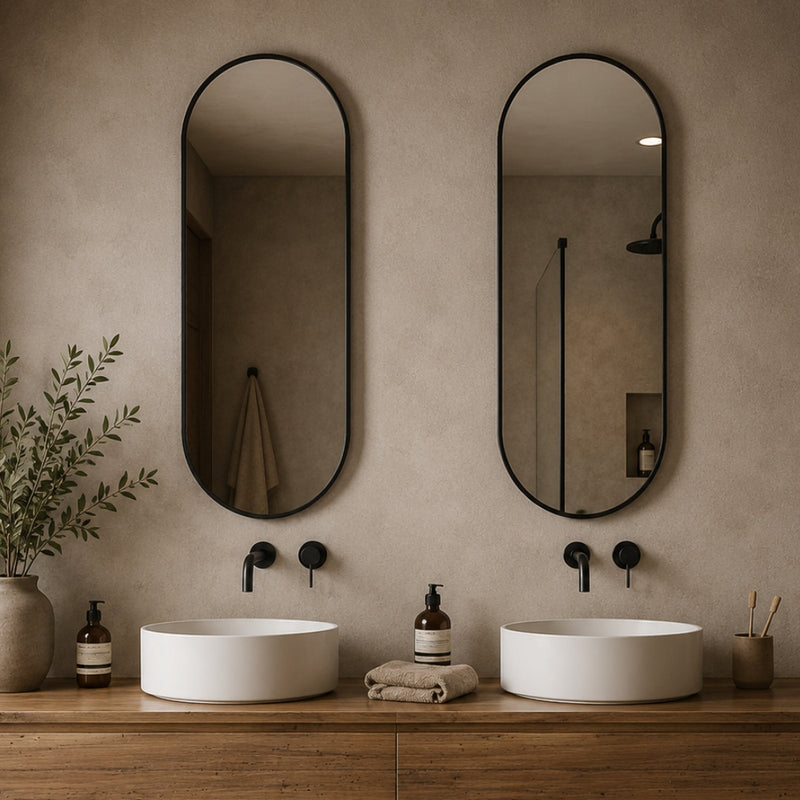 Pill Black Frame Wall Mirror 2 Sizes