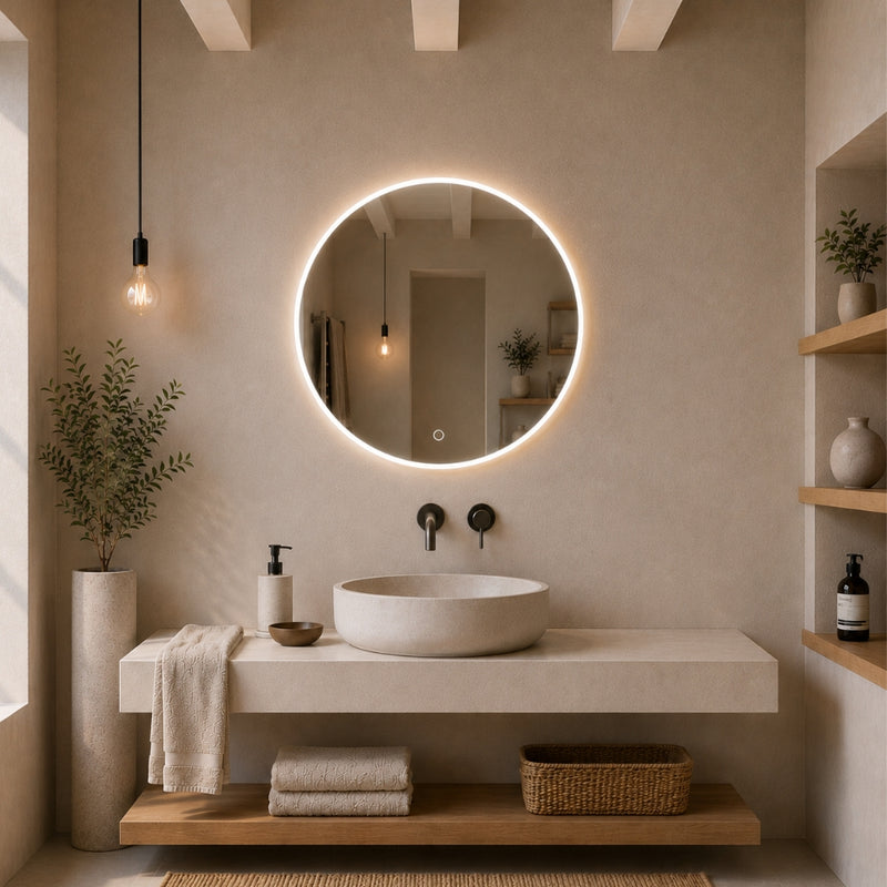Aura Round Frameless CCT LED Bathroom Mirror Wall Light