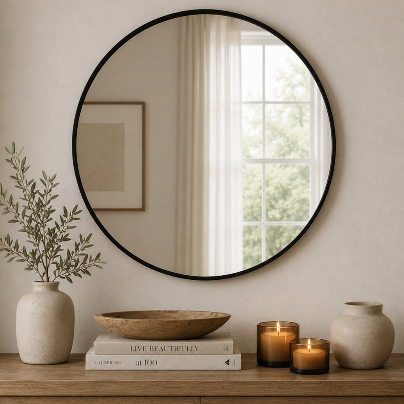 Amara Round Black Wall Mirror 4 Sizes