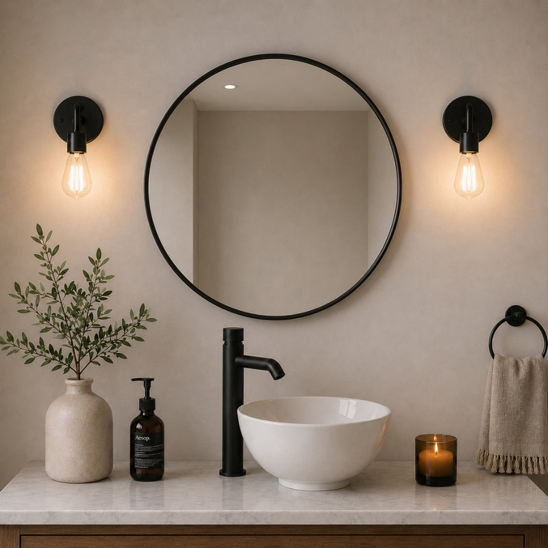 Amara Round Black Wall Mirror 4 Sizes