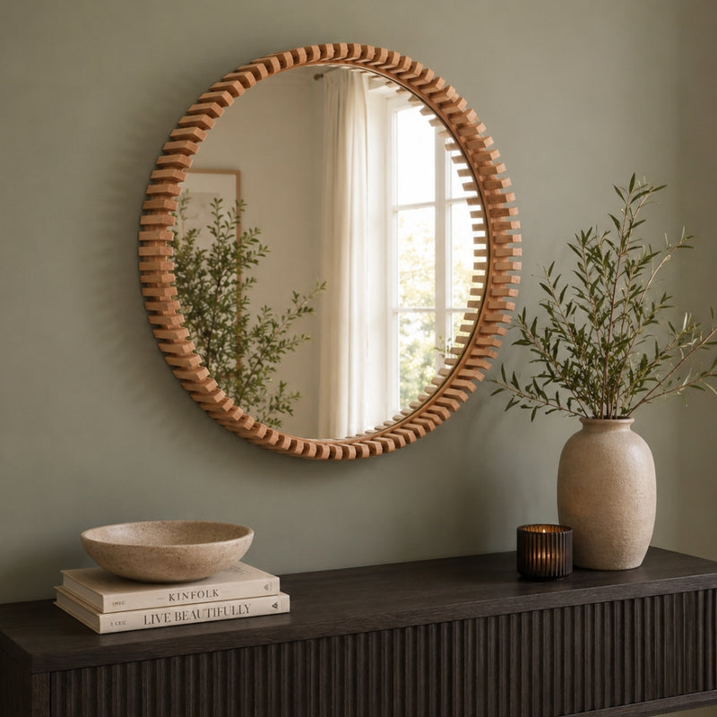 Moremi Round Wood Mirror 3 Sizes