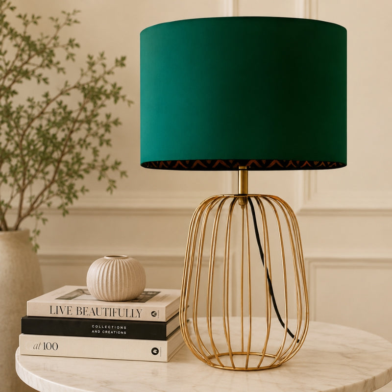 Konka Wire Frame And Velvet Shade Table Lamp