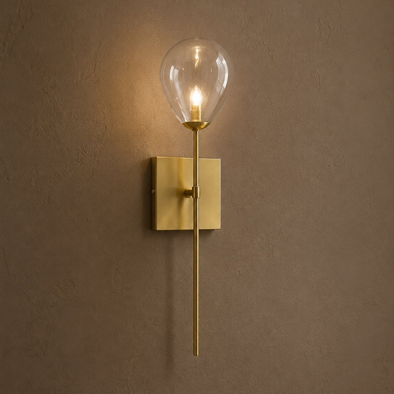 Solex Gold and Balloon Clear Glass Wall Light