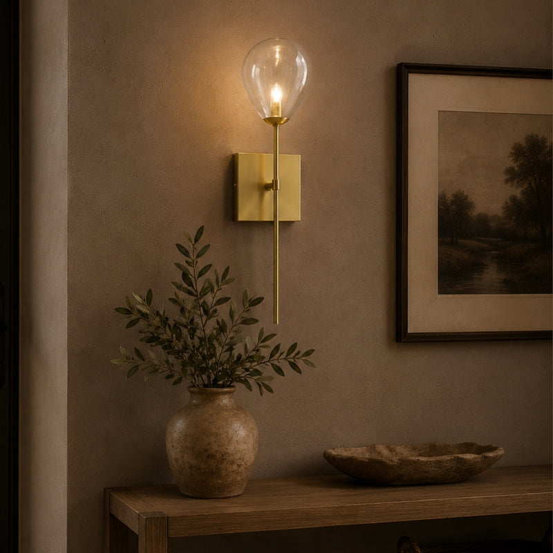 Solex Gold and Balloon Clear Glass Wall Light