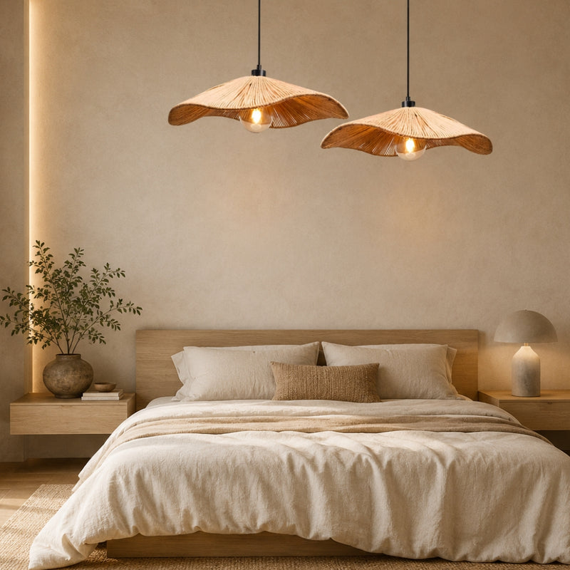 Wave Natural Hemp Rope Rattan Pendant Light