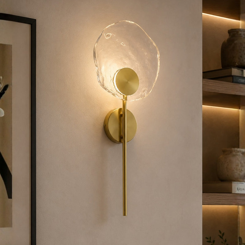 Aquila Round LED Glass and Gold Wall Light