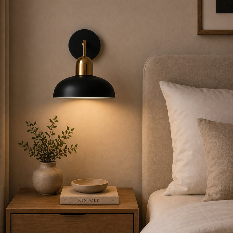 Pluto Ivory or Black and Gold Wall Light