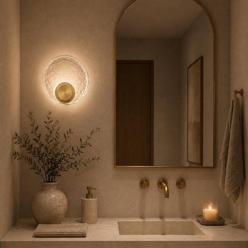 Ara Sculptural Glass and Gold LED Wall Light