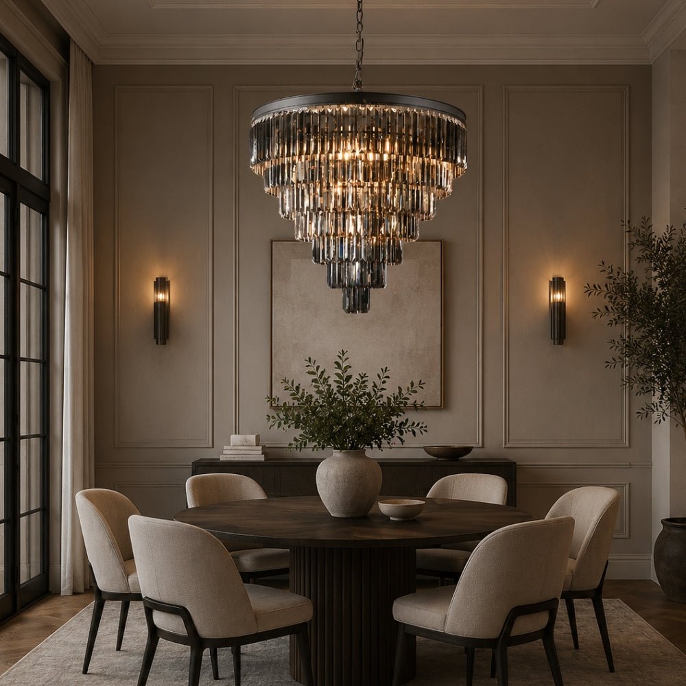 Grace Extra Large Black Or Gold K9 Crystal 7 Tier Chandelier