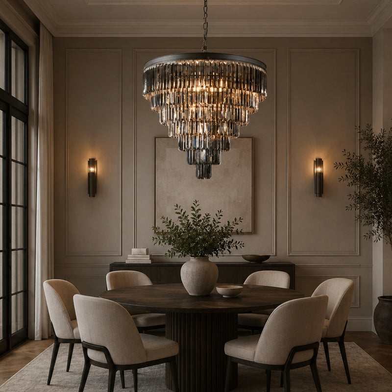 Grace Extra Large Black Or Gold K9 Crystal 7 Tier Chandelier