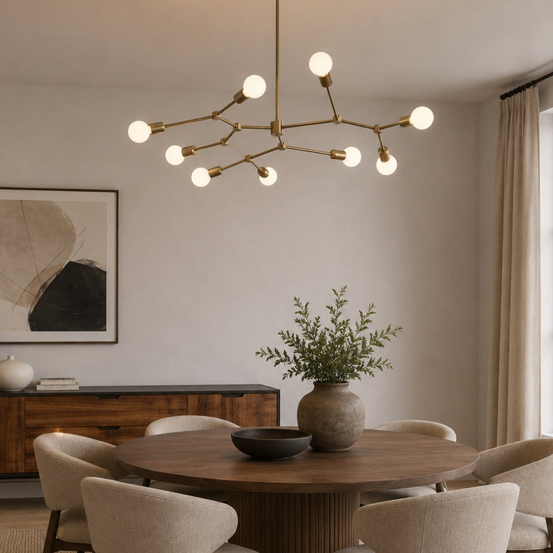 Molecule 9 Light Brass Look Pendant Light