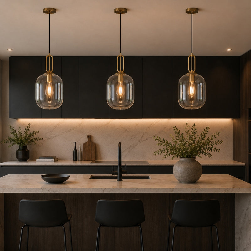 Hallstat Clear Or White Glass And Brass Pendant Light 3 Sizes