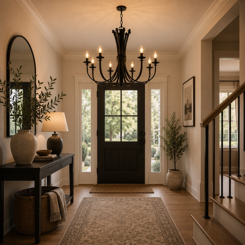 Bali Black 8 Light Chandelier