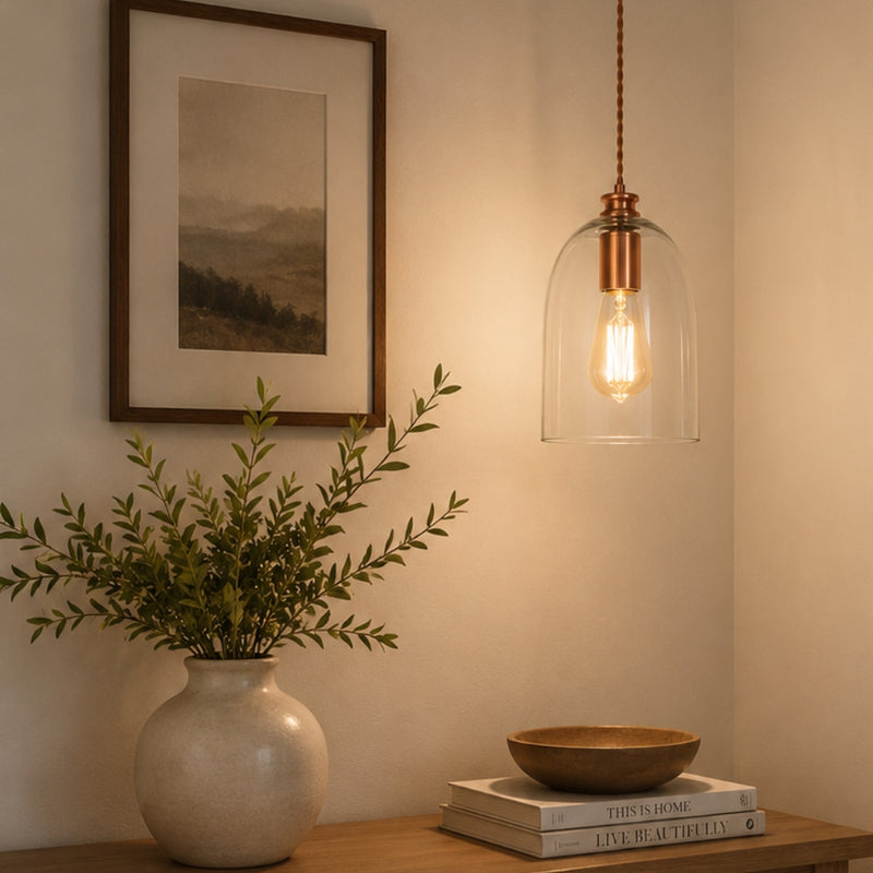 Bello Copper And Clear Glass Pendant Light