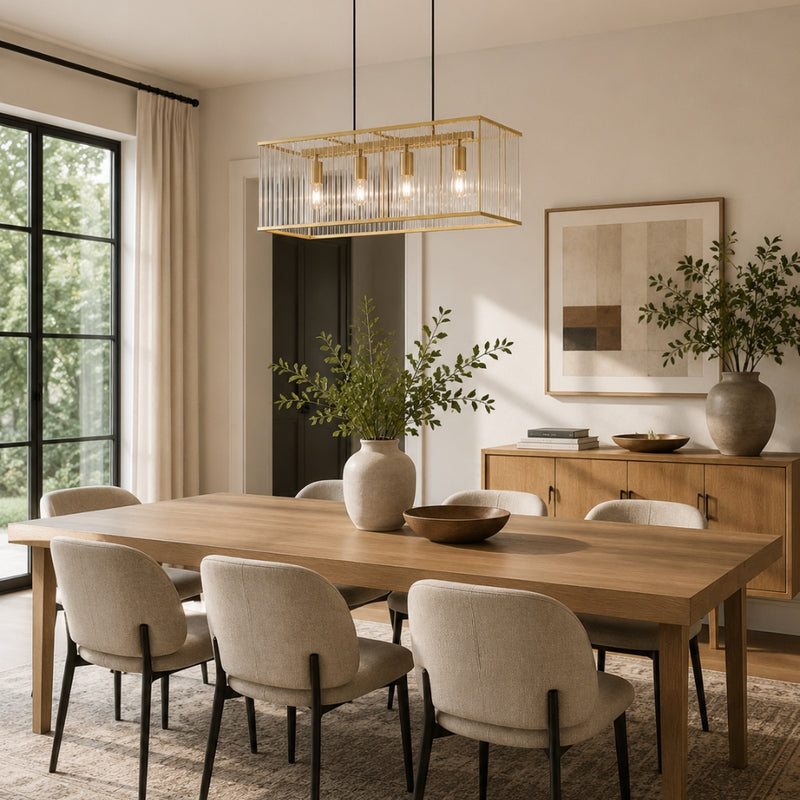 Strata Gold and Clear Acrylic Rectangular Chandelier