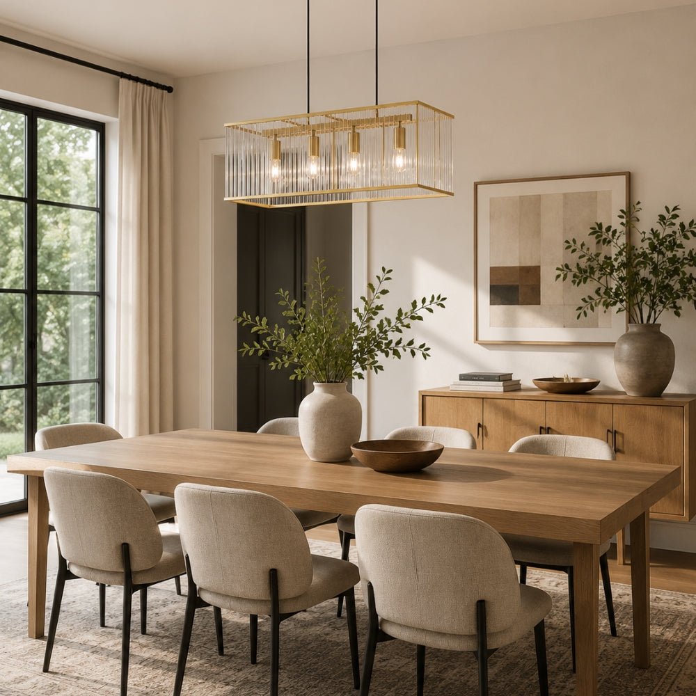 Strata Gold and Clear Acrylic Rectangular Chandelier - Lighting.co.za