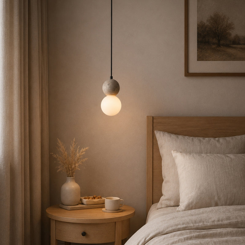 Twins Single Marble and Glass Pendant Light