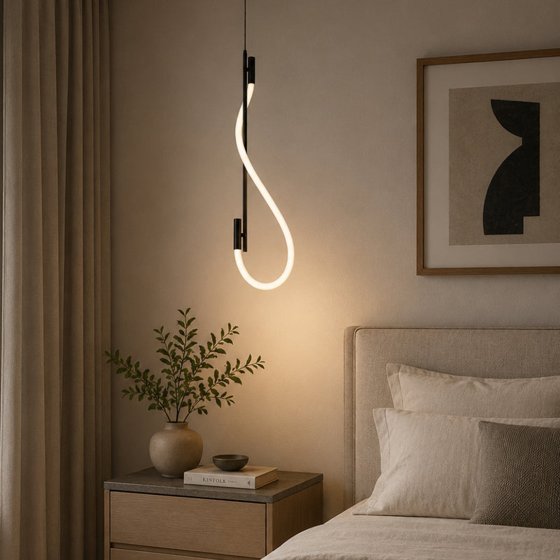 Tubo Black and Flex White Rope CCT LED Vertical Pendant Light