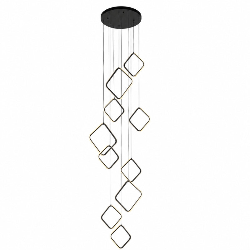 Ringfall Square Black Double Volume LED Cluster Pendant Light