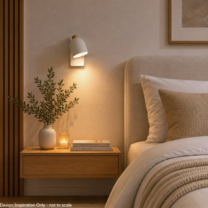 Novel Black Or White LED Bedside Reading Wall Light