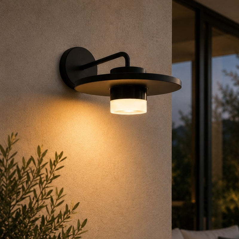 Plato Black 7W LED Outdoor Wall Light