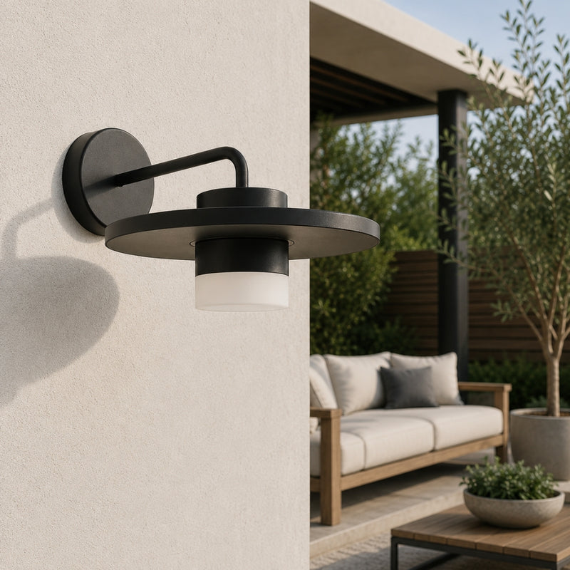 Plato Black 7W LED Outdoor Wall Light