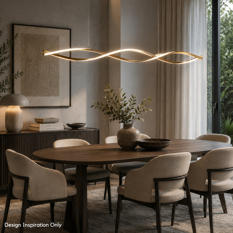Wave Gold LED Linear Pendant Light