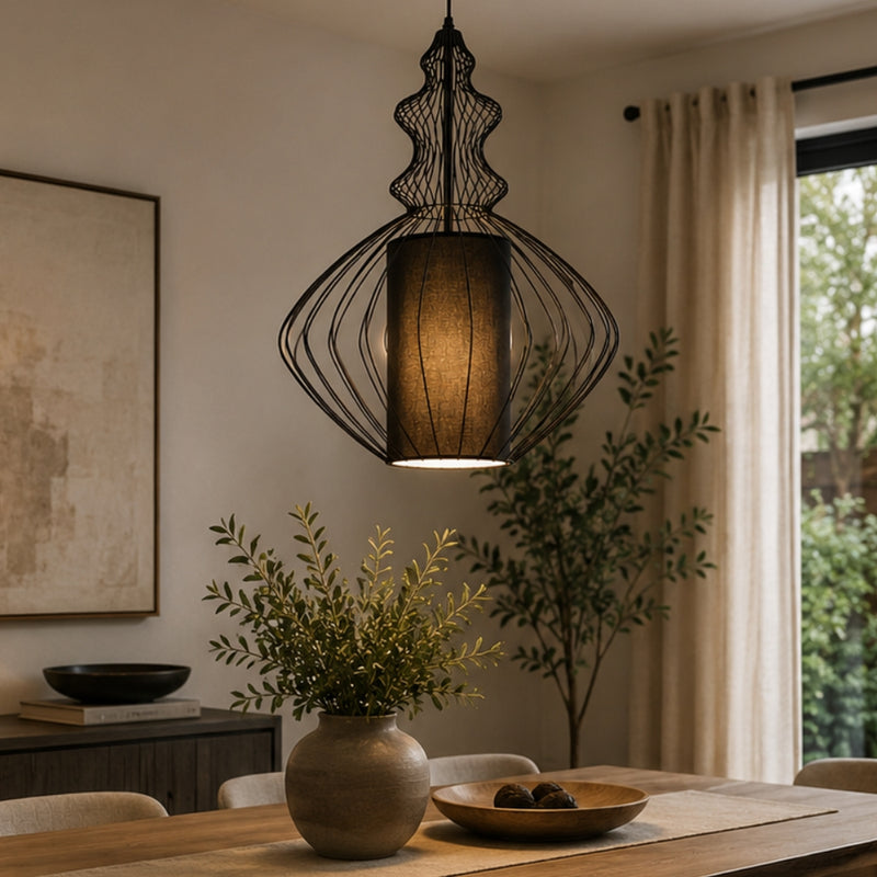Tokyo 2 Black Wire Shade Pendant Light