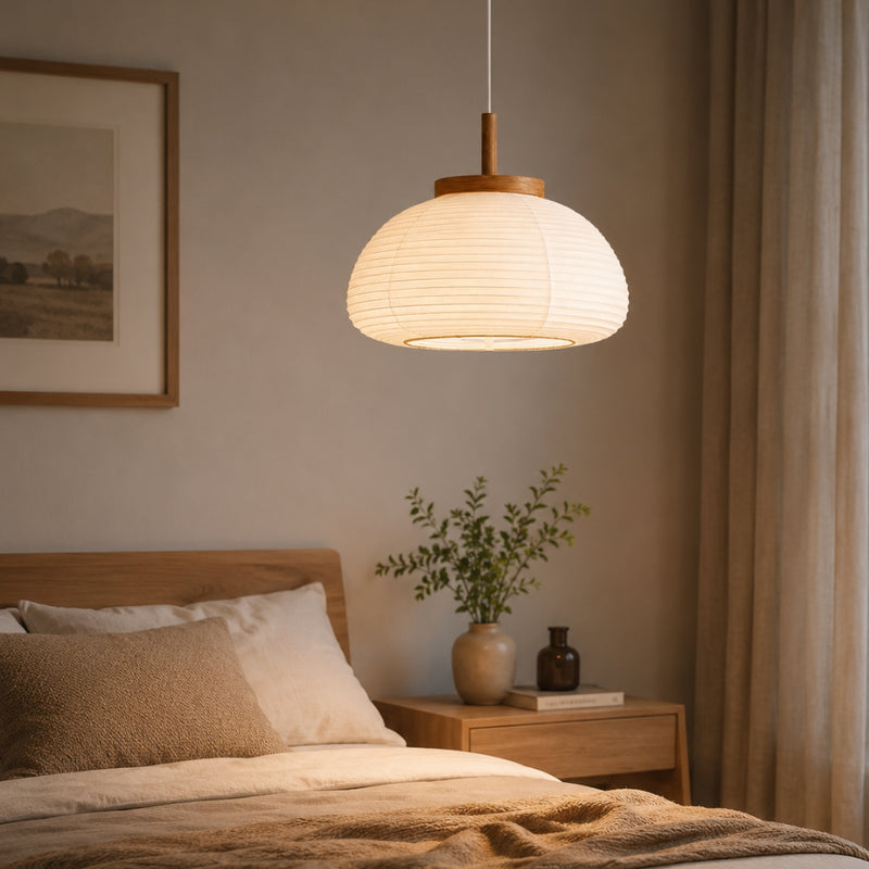 Summerhill Paper White and Wood Pendant Light