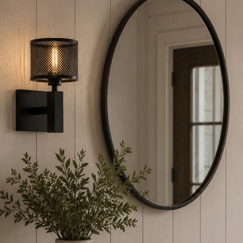 Ultra Black Mesh Shade Wall Light