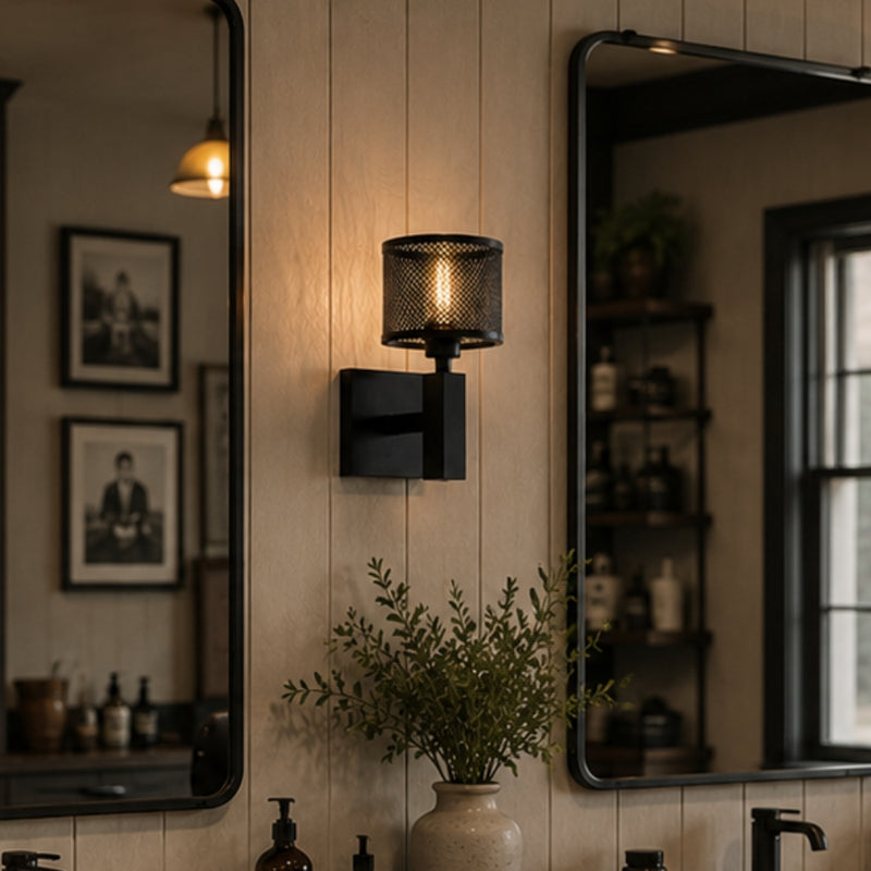 Ultra Black Mesh Shade Wall Light