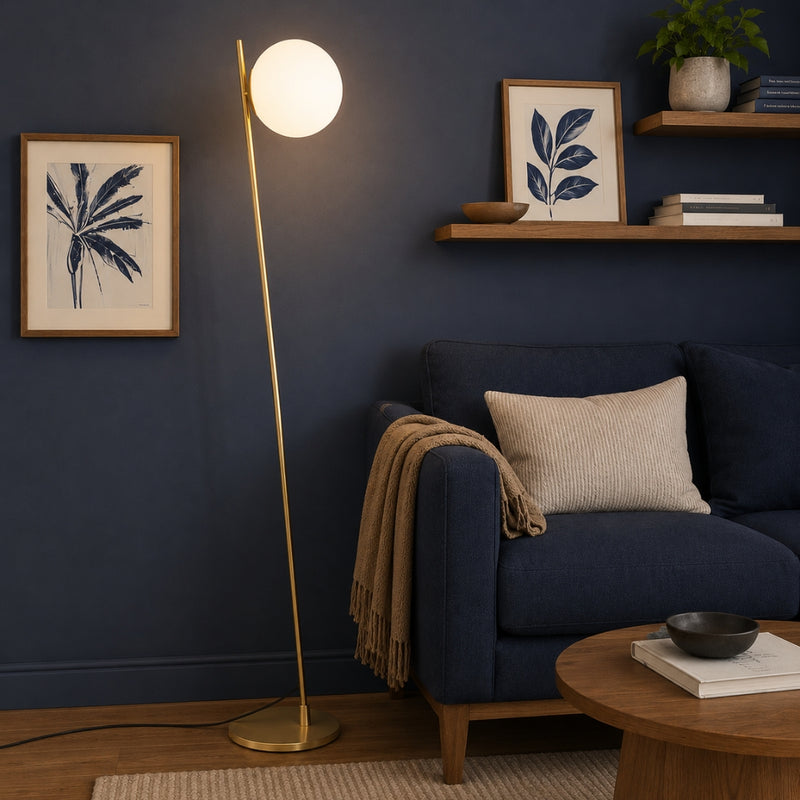 Rondo Gold and White Glass Floor Lamp